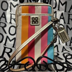 Coach Legacy Y2K Metallic Wristlet Colorful Striped Wristlet